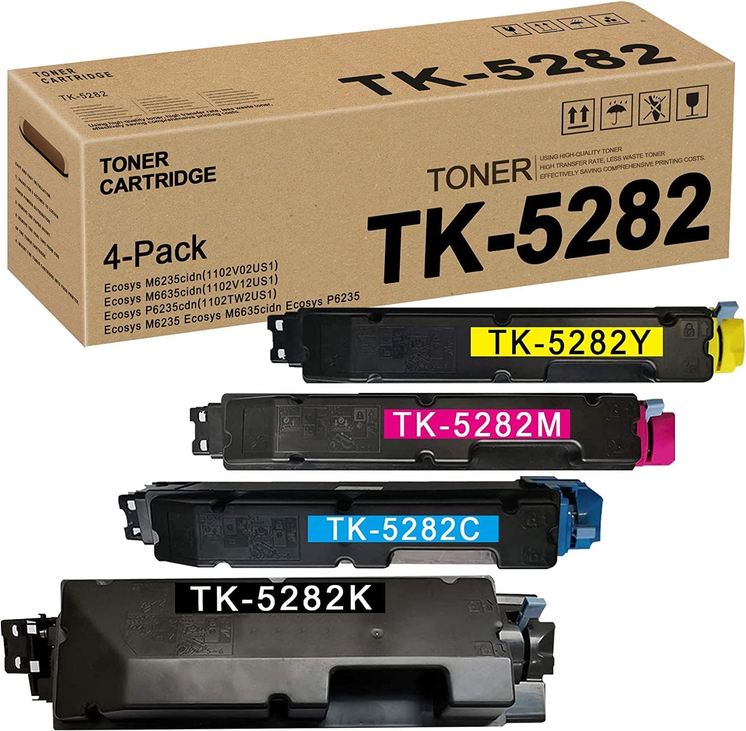 kit 4 toner TK5282K TK5282C TK5282M TK5282Y (1BK + 1C + 1M + 1Y) para Kyocera M6635cidn e outros