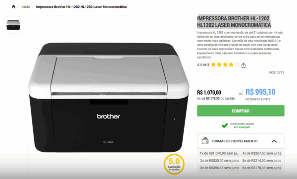 Impressora Brother HL-1202 HL1202 Laser Monocromática-USADA - Imagem 2